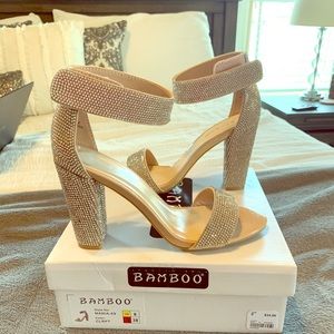 Sparkling nude chunky heels- never worn